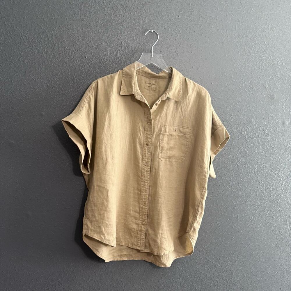 Marks & Spencer 100% Pure Linen Dolman Sleeve Button Down Size 14